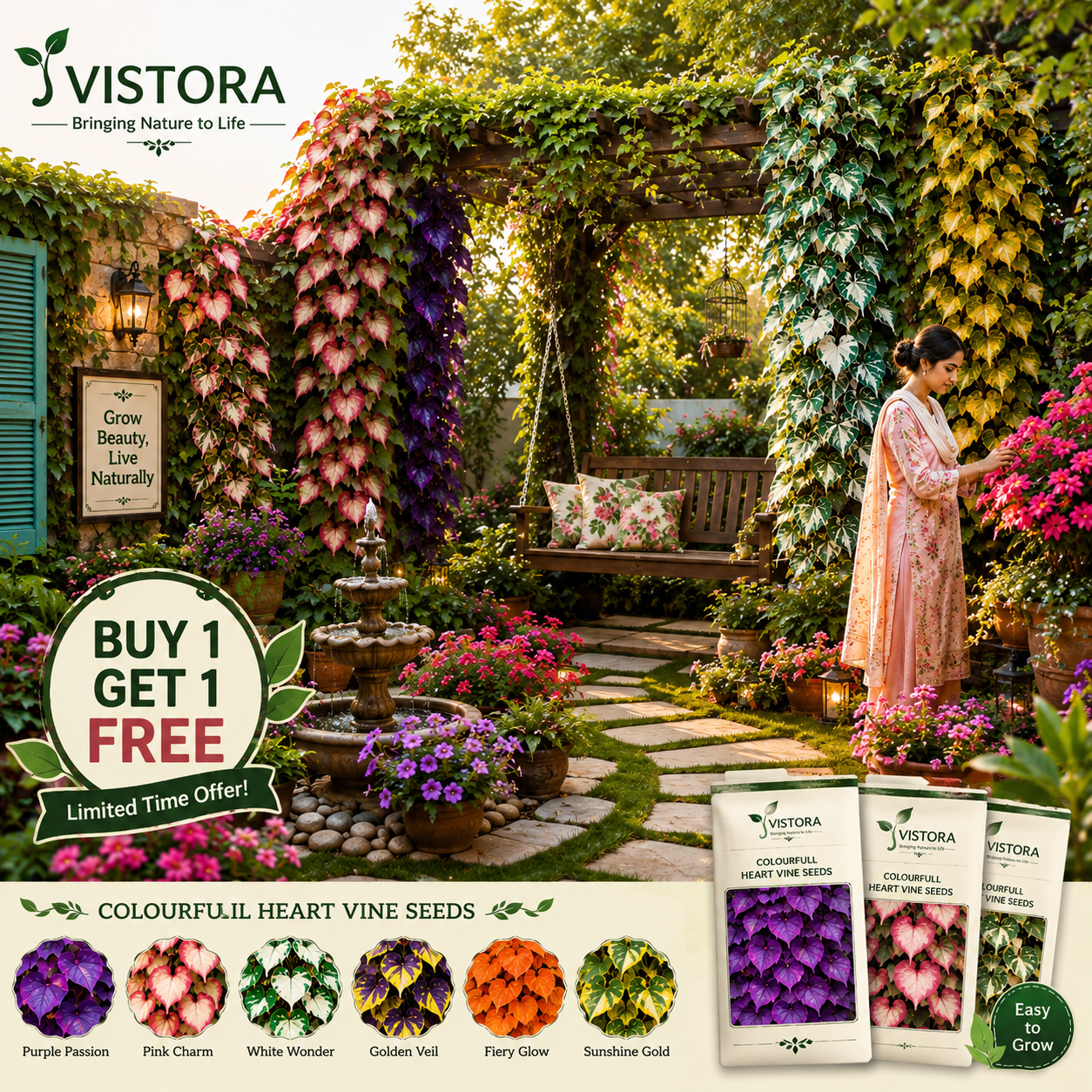 💜Colourfull Heart Vine Seeds–Vibrant Climbing Beauty 🌿✨🔥Buy 1 Get 1 Free🔥